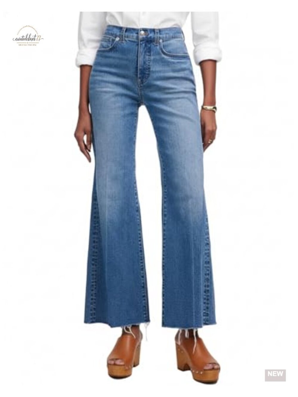 High Waisted Flare Jeans Stretchy Raw Hem Bootcut Denim Pants
